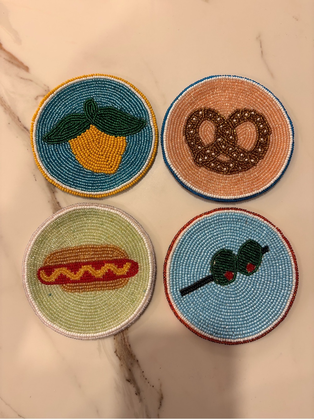 Anthropologie Fiona Coasters: Foodie Edition Set of 4
